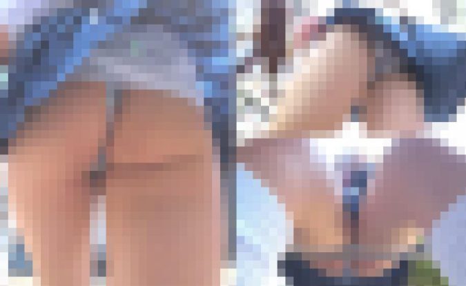 【神ギャルK降臨】巨乳で99㎝ムチムチでハミ出るデカ尻 透けたドエロいパンツが食い込み過ぎ&尻が揺れ過ぎ