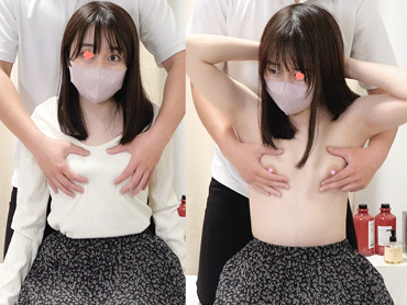 黒髪清楚美女にセクハラオイルマッサージ/敏感すぎる美乳を揉みしだく?【バストケアサロン/施術】