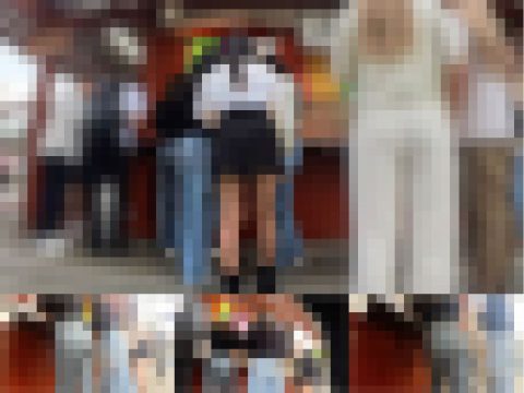 【4人グループJ◯ちゃん】美尻デカ尻ジーンズ3名+デカ尻ミニスカート1名のJ◯ちゃんたち4人組を粘着撮影。